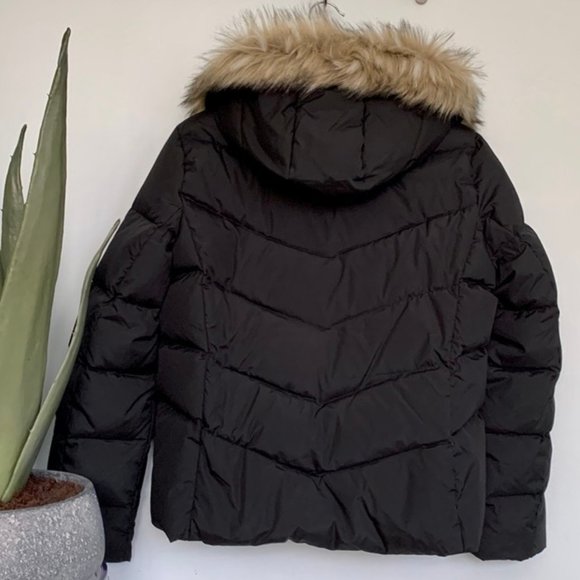 Gap down filled chevron channel puffer winter jacket / coat XL black - Picture 2 of 5